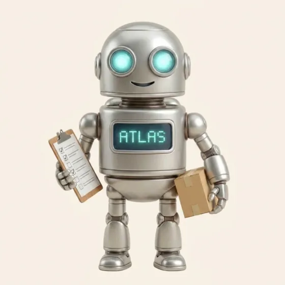 ATLAS — operasyon ajanı, elinde kontrol listesi ve koli