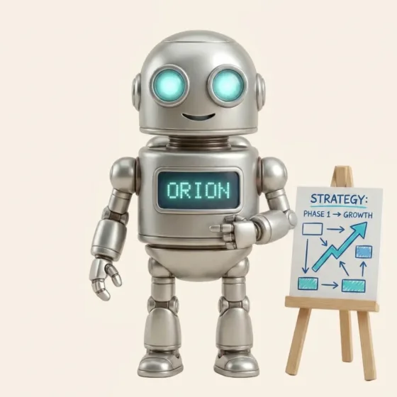 ORION — strateji ajanı, yanında strateji tahtası