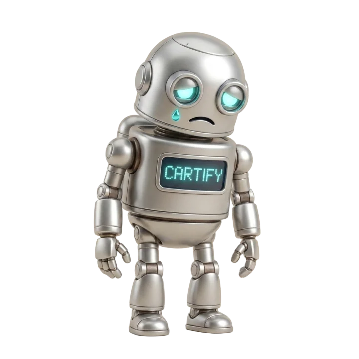 Cartify maskotu — üzgün